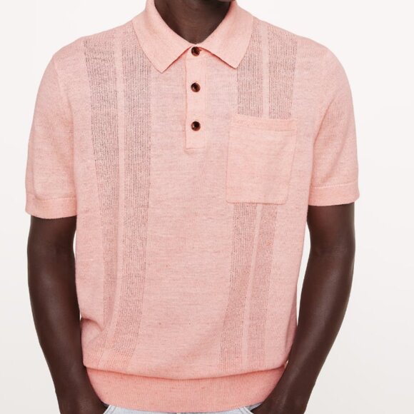 Banana Republic Other - Banana Republic Linen-Cotton Ribbed Striped Accent Sweater Polo